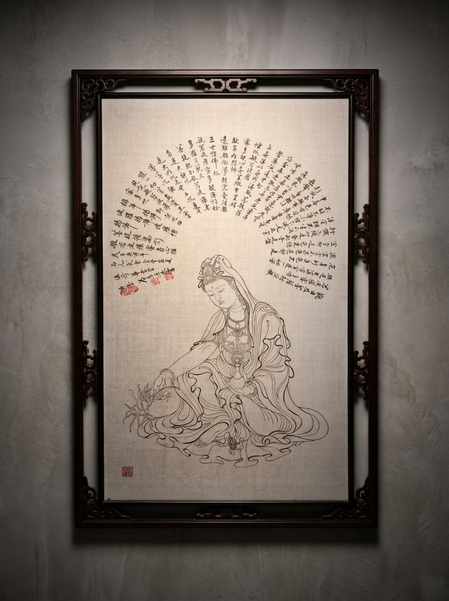 曾淼源〈白描觀音・心經半月〉