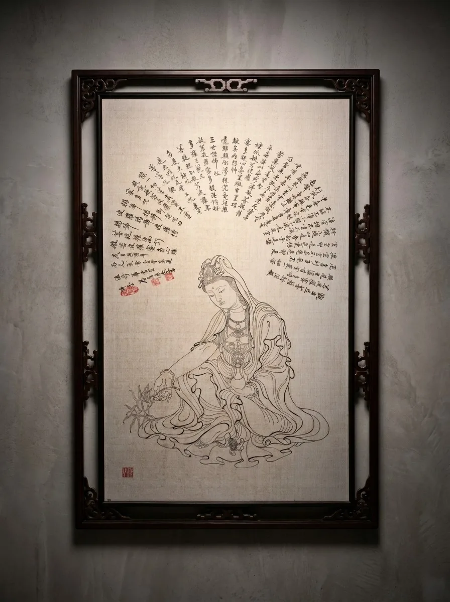 Miao Yuean Tseng — White-Line Guanyin with the Heart Sutra